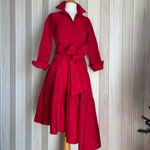 Carolina Herrera Vibrant Red Asymmetrical Dress